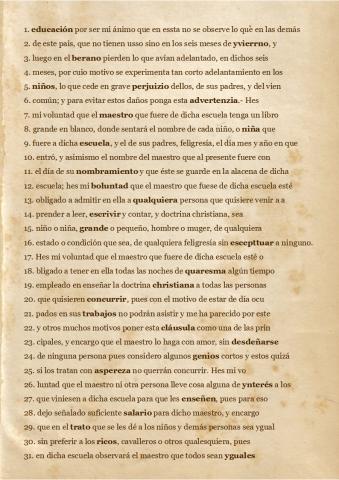 Pescuda no arquivo. A vida na Galicia do século XVIII. 7. A educación. 2. Solucións á transcrición e cuestionario