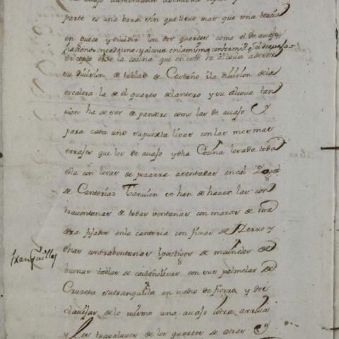 Arquivo do Reino de Galicia. Pazo de Pastoriza. Escritura de contrato de obra dunha casa na porta da Pena de Santiago de Compostela entre Jacinto Taboada e Julián de la Dehesa, mestre de obras. 1742. 43703-13