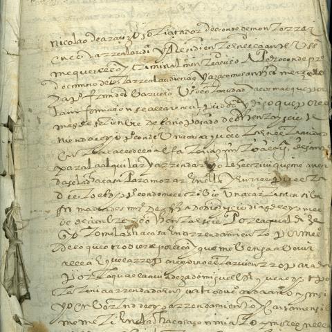 Arquivo do Reino de Galicia. Real Audiencia de Galicia. Preito de Nicolao de Araújo con Pedro conde, Jácome Yáñez e Pedro Fernández sobre incumprimento dun contrato de arrendamento dunha casa. 1589. Sign.: 25047-32