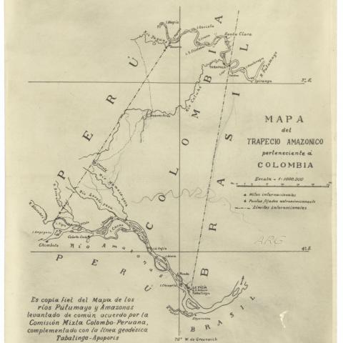 Arquivo do Reino de Galicia.Francisco Iglesias Brage. Mapa do trapecio de Leticia. 1933. Sign.: 197.