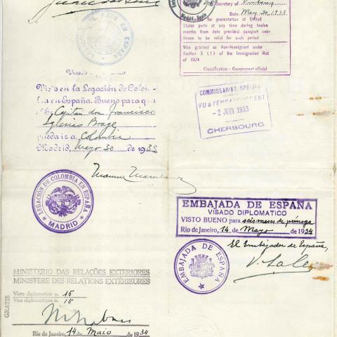 Arquivo do Reino de Galicia. Francisco Iglesias Brage. Pasaporte a favor de Iglesias. 1933. Sign.: 48594-13-1.