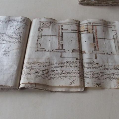 Arquivo do Reino de Galicia. Real Audiencia de Galicia. Plano dunha casa en Ponteareas. Ca. 1825. Sign.: 2557-1.