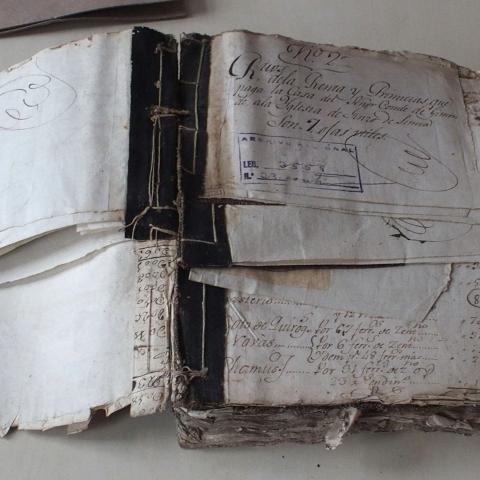 Arquivo do Reino de Galicia. Real Audiencia de Galicia. Preito de  Pedro María Cisneros, conde de Ximonde, con Pascual de Saa Romero, sobre rendición de contas do partido da Limia. 1715-1828.Sign.: 2558-23.