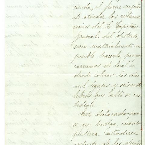 Arquivo do Reino de Galicia. Delegación Especial de Facenda. Informe de Manuel Murguía, xefe do arquivo da Delegación, no expediente aberto en relación coa reclamación de locais na Casa da Veeduría polo Goberno Militar. 1898. Sign.: 1401