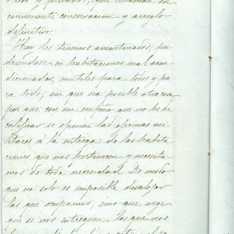 Arquivo do Reino de Galicia. Delegación Especial de Facenda. Informe de Manuel Murguía, xefe do arquivo da Delegación, no expediente aberto en relación coa reclamación de locais na Casa da Veeduría polo Goberno Militar. 1897. Sign.: 1401