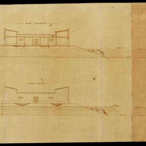 Arquivo do Reino de Galicia. Xefatura Provincial de Obras Públicas. Proxecto de instalación dunha fábrica de salazóns nos arrecifes do Parrote (A Coruña). Planos da fábrica / Joaquín Gisbert. 1902. Sign.: 64165-954