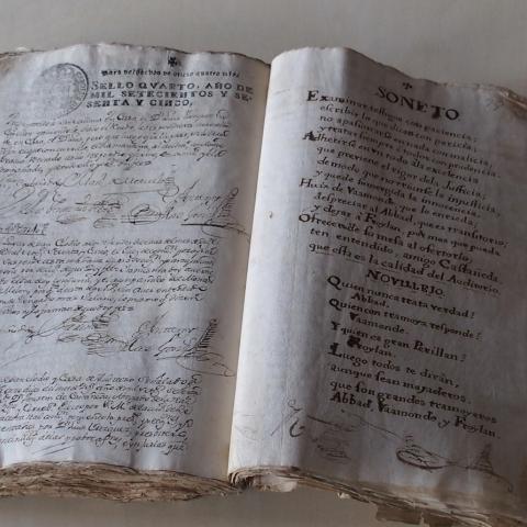 Arquivo do Reino de Galicia. Real Audiencia de Galicia. Querela de forza eclesiástica de merelegos de Pedro Domingo Sánchez Vaamonde, escribán da Real Audiencia, contra o provisor de Ourense. 1765-1778. Sign.: 2612-51.