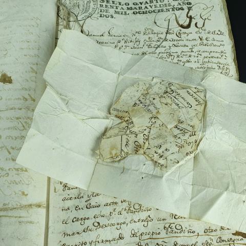 Arquivo do Reino de Galicia. Real Audiencia de Galicia. Preito de Manuel Fandiño Losada con Roque José Costoya, escribán, e outros, sobre paga de rendas. 1801-1804. Sign.: 2666-3