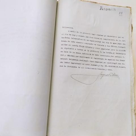 Arquivo do Reino de Galicia. Audiencia Provincial da Coruña. Causa instruída polo Xulgado de Corcubión sobre incidentes electorais no concellode Vimianzo. 1933. Sign.: 51459-11