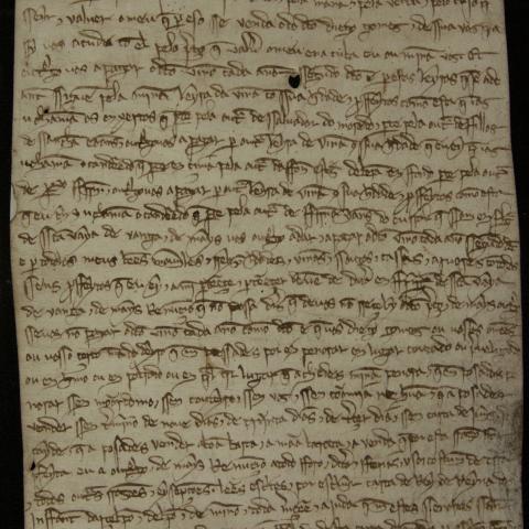 Arquivo do Reino de Galicia. Colección de documentos en pergamiño. Pedro Yáñez vende a Diego Gómez de Deza dous puzais de viño de renda en Cabanelas. 1333, maio, 27. Sign.: 35