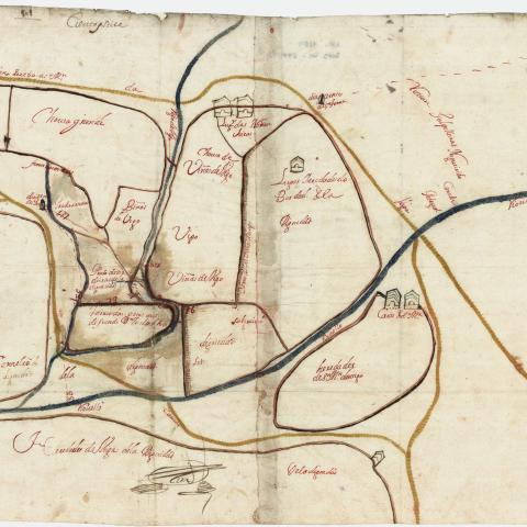 Arquivo do Reino de Galicia. Real Audiencia de Galicia. Plano dos lugares da Verdeal e as Naranxeiras, en San Tomé de Recaré, O Valadouro (Lugo). Ca. 1713. Sign.:2971-3