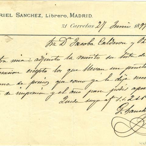 Arquivo do Reino de Galicia. Familia Casares Quiroga. Relación de pezas de música para piano que estaban na habitación de Jacoba Calderón Ozores. 1889, febreiro. 10. [A Coruña]. Sign. 44895_14