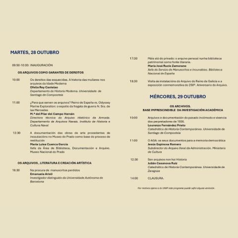 Folleto de presentación del curso de la UIMP en el Archivo del Reino de Galicia "Los archivos: más allá de la investigación académica". 28 y 29 de octubre de 2025.