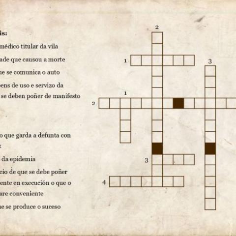 Archivo del Reino de Galicia. Pescuda no arquivo. Las enfermedades. Crucigrama.
