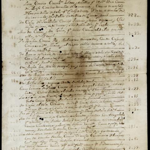 Archivo del Reino de Galicia. Familia Pardo Gil Taboada. Relación del ajuar y ropas dadas a Juana Antonia de Prado Montenegro como dote. 1739. Sign.:  12028-16