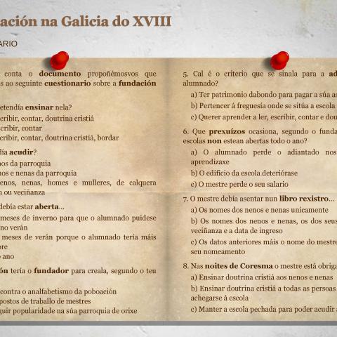 Arquivo do Reino de Galicia. Pescuda no arquivo. 07. A educación. 02. Cuestionario