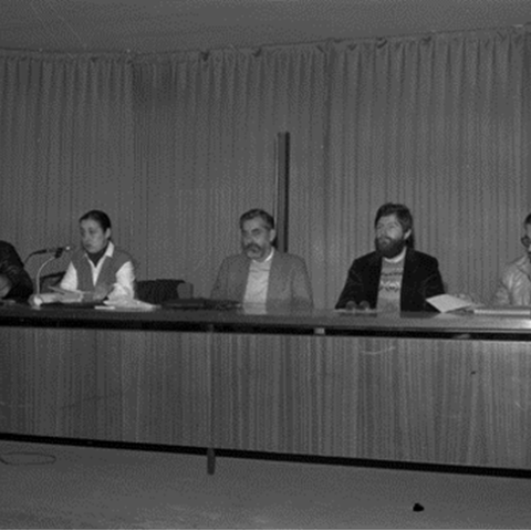 Pilar García Negro, única muller nun acto no Instituo Feminino. J.José, 1983. Sig. 5.19