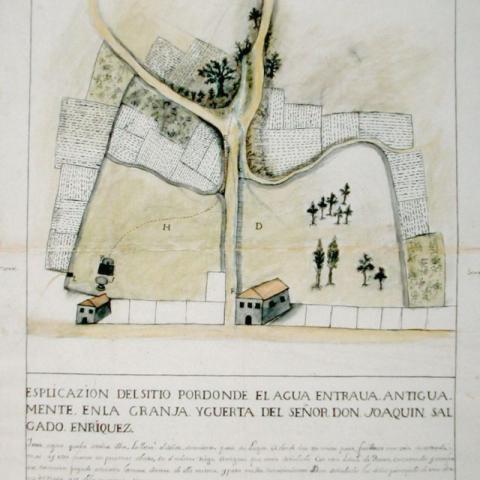 Redondela. Explicazion [sic] del sitio por donde el agua entrava [sic] antiguamente en la granja y guerta [sic] del señor don Joaquín Salgado Enríquez. 1756. Sign. Col. Cart. R.A. 17 (RAG. 17.394/33).
