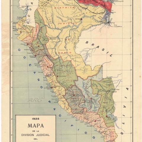 ARG. Francisco Iglesias Brage. Mapa de la división judicial del Perú / arreglado por Juan Francisco Olivo ; dibujo de Luis Hoyos Salazar.- Escala : 1 : 6.000.000. Sign. 215.