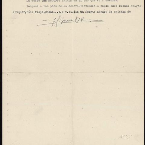 ARG. Carlos Martínez Barbeito. Carta de Xosé Filgueira Valverde a Carlos Martínez-Barbeito. 1954, maio, 12. Sign. 27.018/64-1v