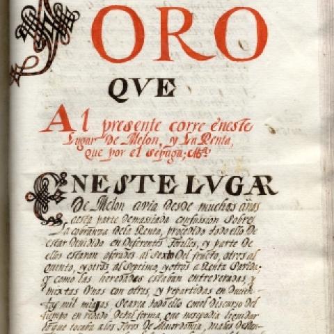 [S. XVIII. Melón (Ourense)]. Tombo dourado universal do Mosteiro de Santa María de Melón. Arquivo Histórico Provincial de Ourense. Mosteiro de Santa María de Melón. Libro 340.