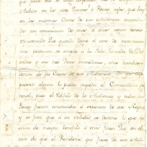 Arquivo do Reino de Galicia. Rea cédula de comisión ao rexente da Audiencia de Galicia, don Joseph de Zuazo Bustamante, para proseguir na formación e instalación do Archivo Público y General del Reyno de Galicia. 1777, febrero, 16. Madrid. 8 foll. ; 30,2 x 21 cm.Sign. 48.273/6-2, foll. 8.
