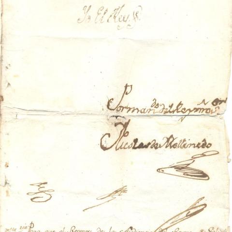Arquivo do Reino de Galicia. Rea cédula de comisión ao rexente da Audiencia de Galicia, don Joseph de Zuazo Bustamante, para proseguir na formación e instalación do Archivo Público y General del Reyno de Galicia. 1777, febrero, 16. Madrid. 8 foll. ; 30,2 x 21 cm.Sign. 48.273/6-2, foll. 13.
