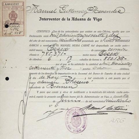 Jefatura Provincial de Tráfico de A Coruña. 1928/1958. Expediente de matrícula del coche C-2669. ARG. 78.982.