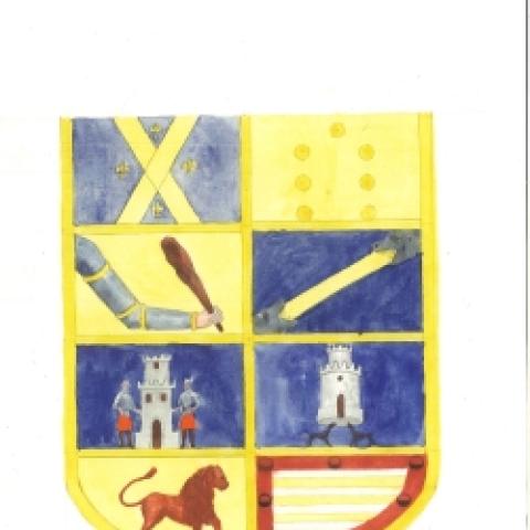 Escudo de armas del linaje de los Brady, ascendientes de doña García Villaba de la Corte.