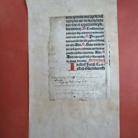 Fragmento del Misal Compostelano. 1495. Recto.