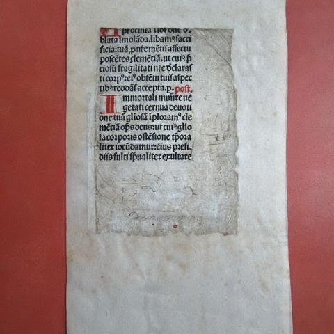 Fragmento del Misal Compostelano. 1495. Verso.
