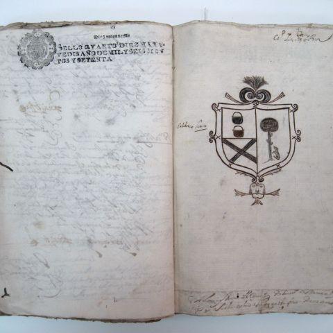 1670. Escudo de armas dos Lara e dos Gómez. Sign.: RAG 389/45.