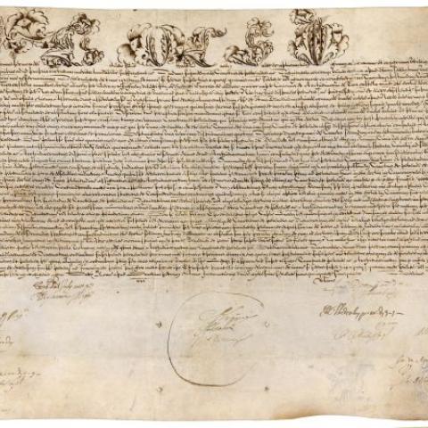 Arquivo do Reino de Galicia. Familia Ozores. Alexandre VII concede unha canonxía na Catedral de Lugo co arcedianato de Triacastela a Pedro de Losada Sarmiento, por renuncia de Benito Ozores de Sotomayor. 1655-04-21. Roma. Sign. 1416