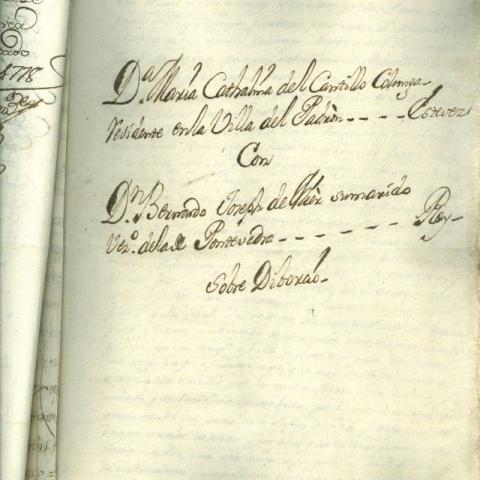 Arquivo do Reino de Galicia. Real Audiencia de Galicia. Preito entre don Juan Cosme del Cantillo e don Bernardo José de Mier sobre paga de reais. 1788. Sign.: 10449_41