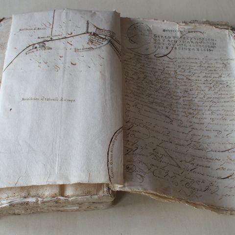 Arquivo do Reino de Galicia. Real Audiencia de Galicia. Plano do límite entre as antigas xurisdicións de Allariz e Vilariño do Campo (Ourense). S. XVIII. Sign.: 2163-23