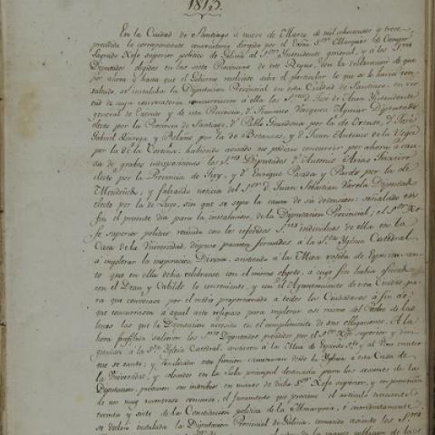 Arquivo do Reino de Galicia. Deputación Única de Galicia. Libro de actas da Deputación Provincial de Galicia. 1813/1820, fol. 1. Sign.: 5.334-4