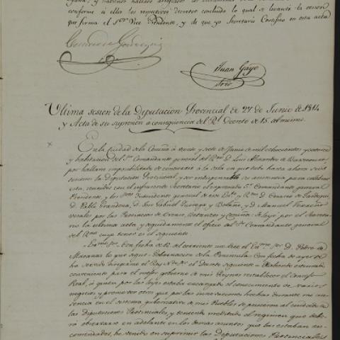 Arquivo do Reino de Galicia. Deputación Única de Galicia. Libro de actas da Deputación Provincial de Galicia. 1813/1820, fol. 50. Sign.: 5.334-4