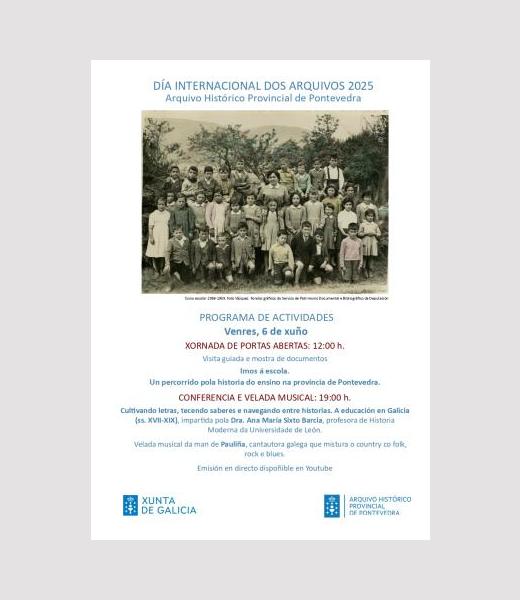Día Internacional dos Arquivos 2025: Imos á escola. Un percorrido pola historia do ensino na provincia de Pontevedra.