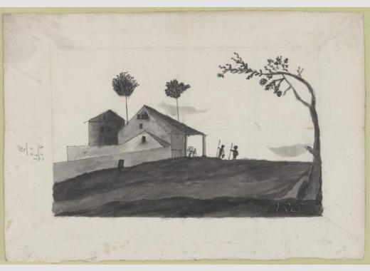 Arquivo do Reino de Galicia. Colección cartográfica e iconográfica. Debuxo da  casa que fundou Lorenzo Antonio Villar Santiso. 1803. Vilaboa. 1803. Sign.: RA 36