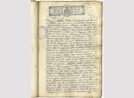 Acta de la jura de la nueva corporación municipal de 1835.