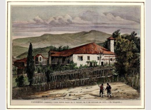 Casdemiro (Orense). Casa donde nació el P. Feyjoó, el 8 de octubre de 1676 (de fotografía) / Nao. - [Madrid, 1876]