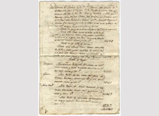 Estado de contas do convento de San Francisco de Ourense, realizado polo pai gardián José Fernández, co fin de presentalo á reunión no convento de San Francisco de Santiago de Compostela. Orixinal