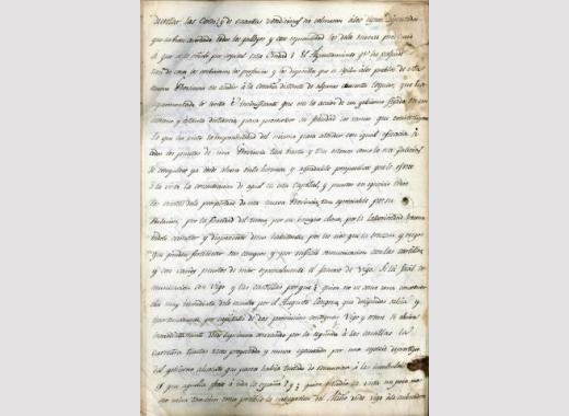 Borrador de la carta remitida a las Cortes por el Ayuntamiento de Ourense para agradecerle la creación de la provincia del mismo nombre.