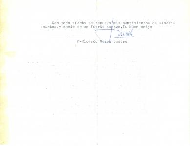 Arquivo do Reino de Galicia. Carlos del Valle Inclán. Carta de Ricardo Nores, cronista de Ferrol, a Carlos del Valle Inclán. 1977, maio, 14. Ferrol. Sign.: 19447