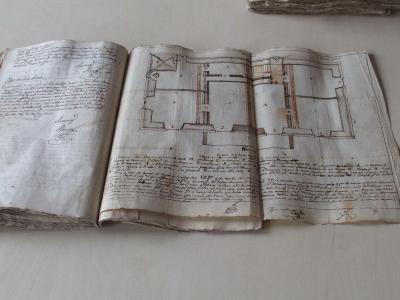 Arquivo do Reino de Galicia. Real Audiencia de Galicia. Plano dunha casa en Ponteareas. Ca. 1825. Sign.: 2557-1.