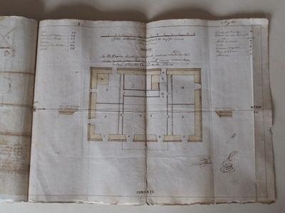 Arquivo do Reino de Galicia. Real Audiencia de Galicia. Plano dunha casa en Ponteareas. Ca. 1825. Sign.: 2557-1.