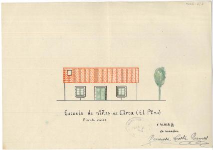 Arquivo do Reino de Galicia. Delegación Provincial de Educación. Deseño da escola de Arca (O Pino, A Coruña). Ca. 1943. Sign.: 4216-1-2