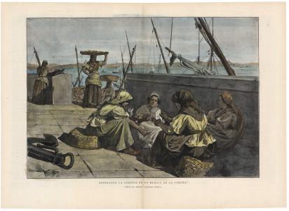 Esperando la sardina en un muelle de A Coruña / Manuel Villegas Brieva. 1899. Sign.: 3889