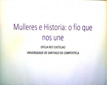 Arquivo do Reino de Galicia. Pantalla de presentación da conferencia de Ofelia Rey Castelao. 7 de marzo de 2023.